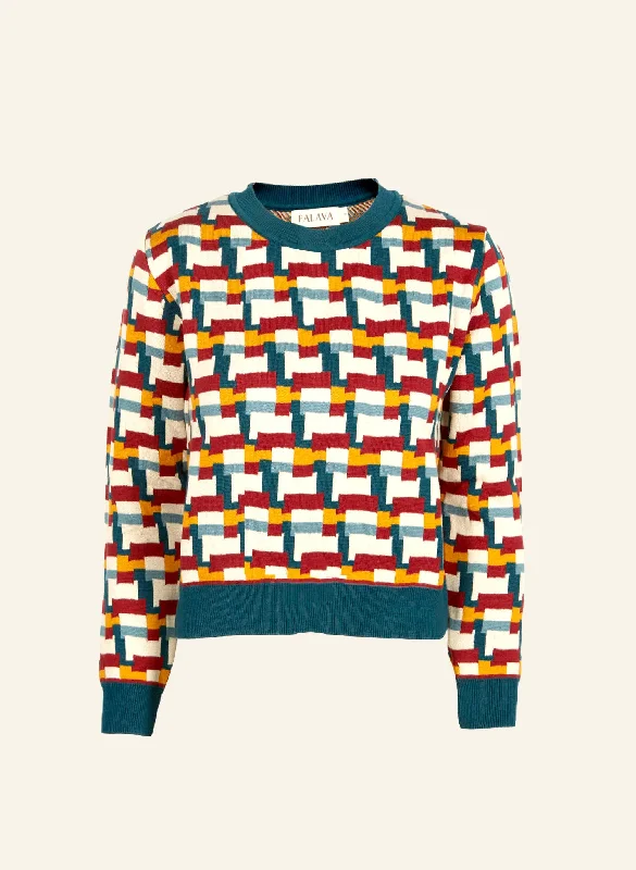 - Natural latex pet mattressUnisex Esther Jumper - Teal Blocks