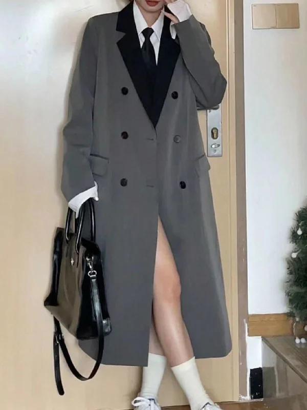 - Postoperative pet anti-licking Elizabethan collarAna Bade Women's Grey Color Block Lapel Coat