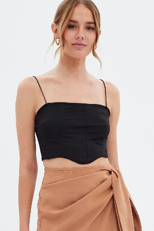 Black Crop Top Sleeveless